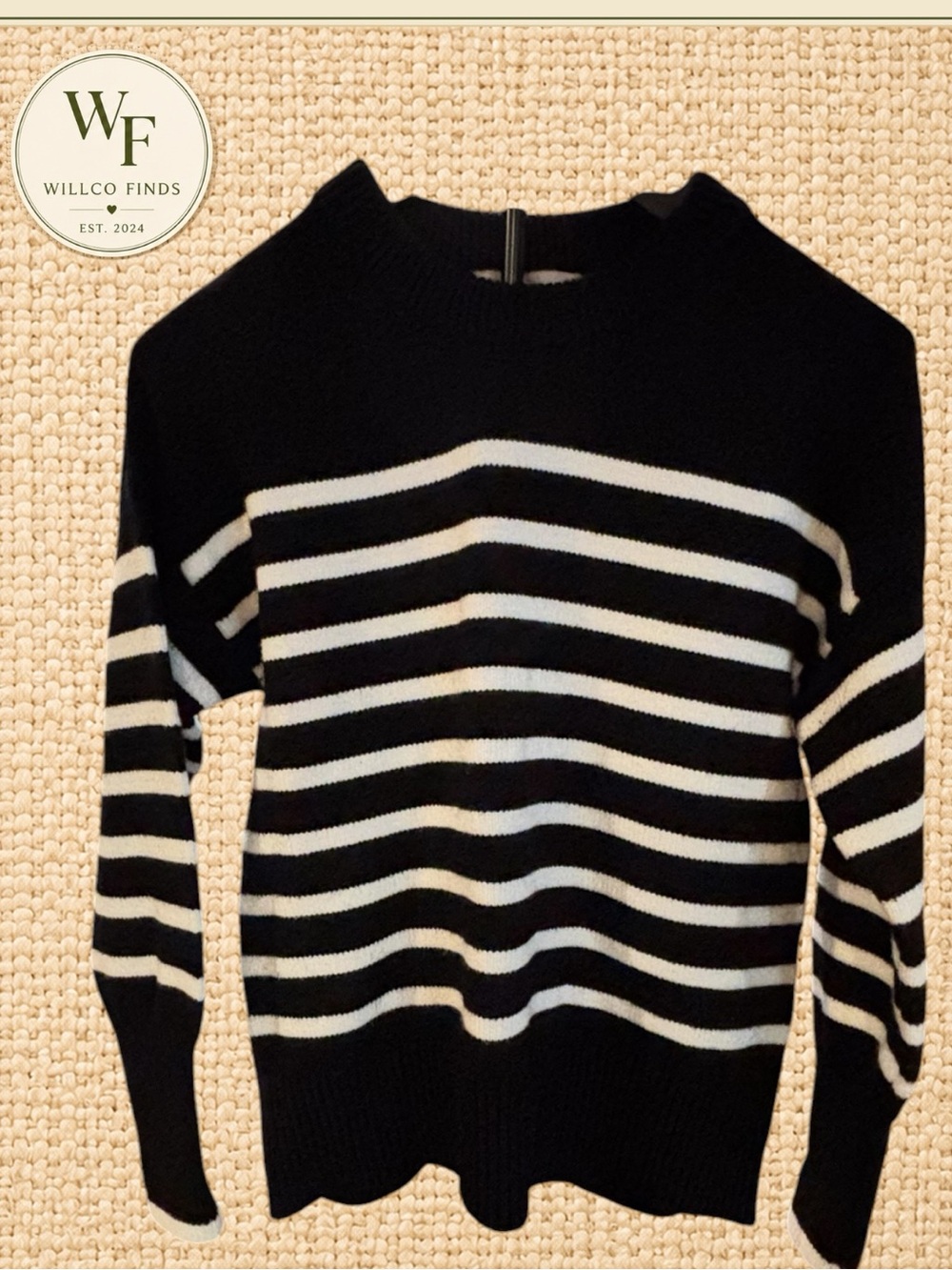 Philosophy Republic Clothing XS Black Ivory Striped Mock Neck Sweater